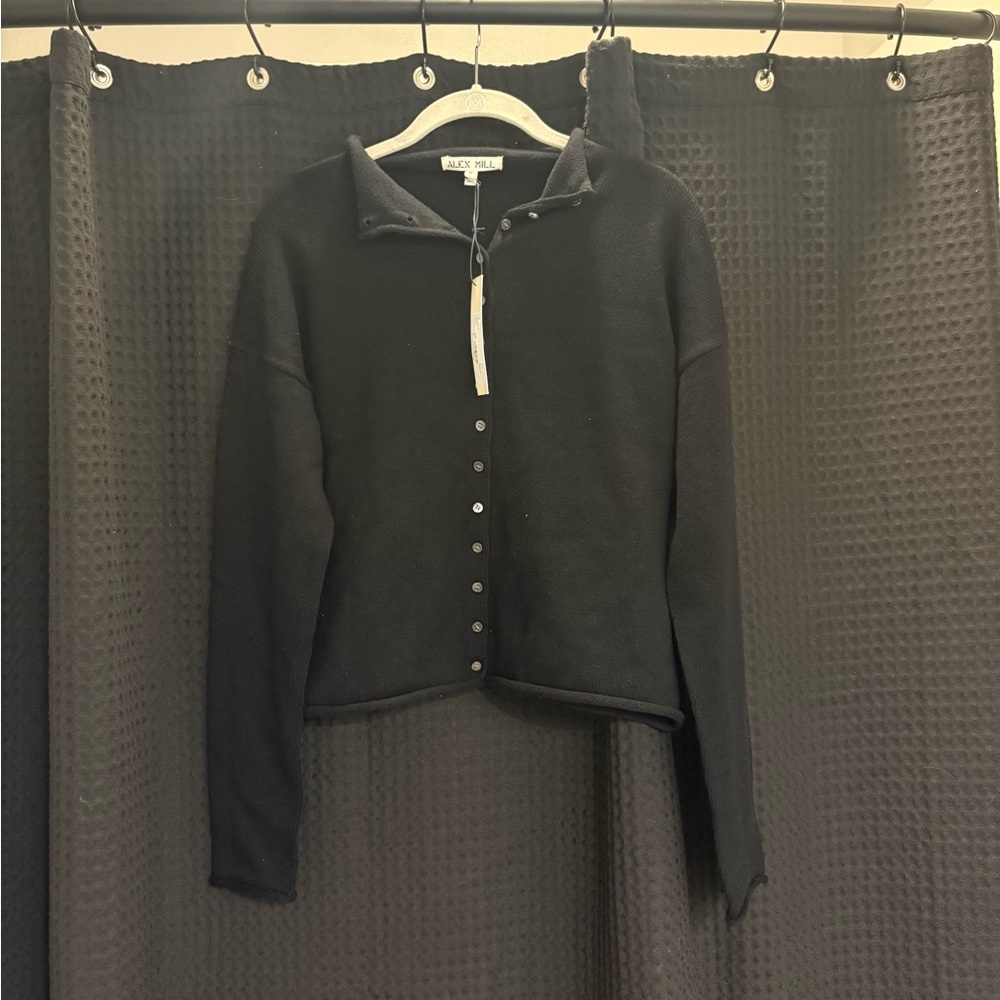 Alex Mill Taylor Cardigan In Cotton Cashmere Medium  Black NWT - Picture 3 of 7